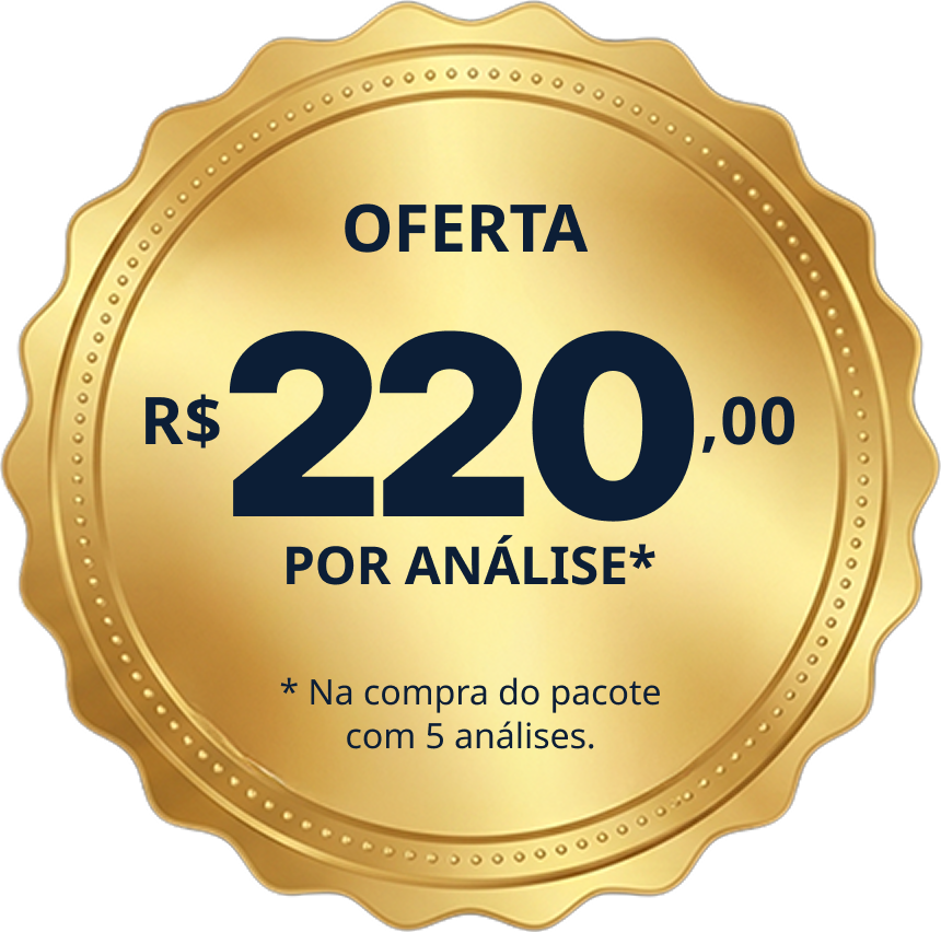 Oferta R$ 220,00 por análise na compra do pacote com 5 análises